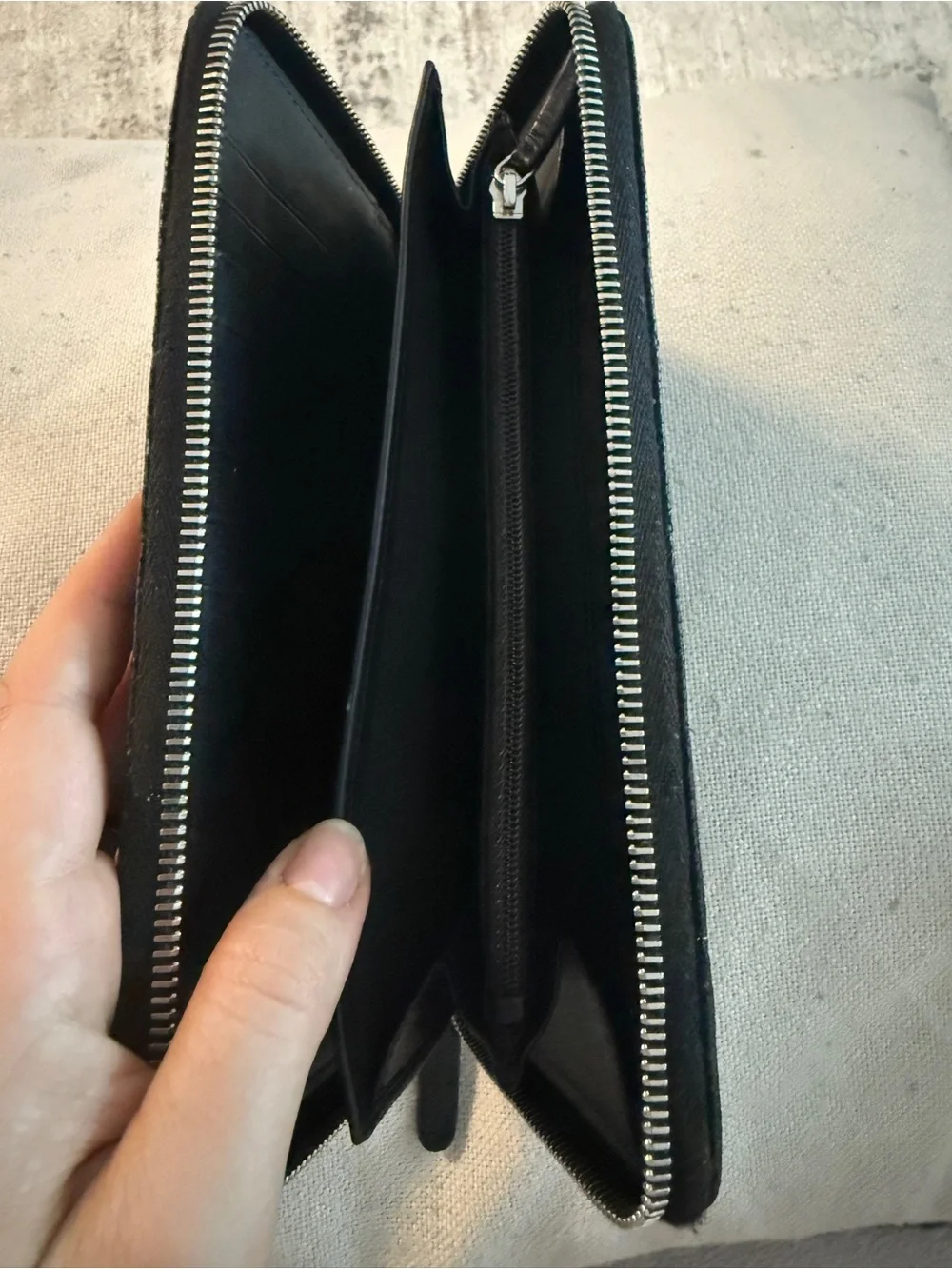 CHANEL Caviar Quilted Large Zip Around Organizer Wallet, Black w/ Silver CC Logo